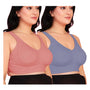 Curvy Love Pack of 2 Plus Size Full Coverage Non Padded Grey & Green Bra - Da Intimo