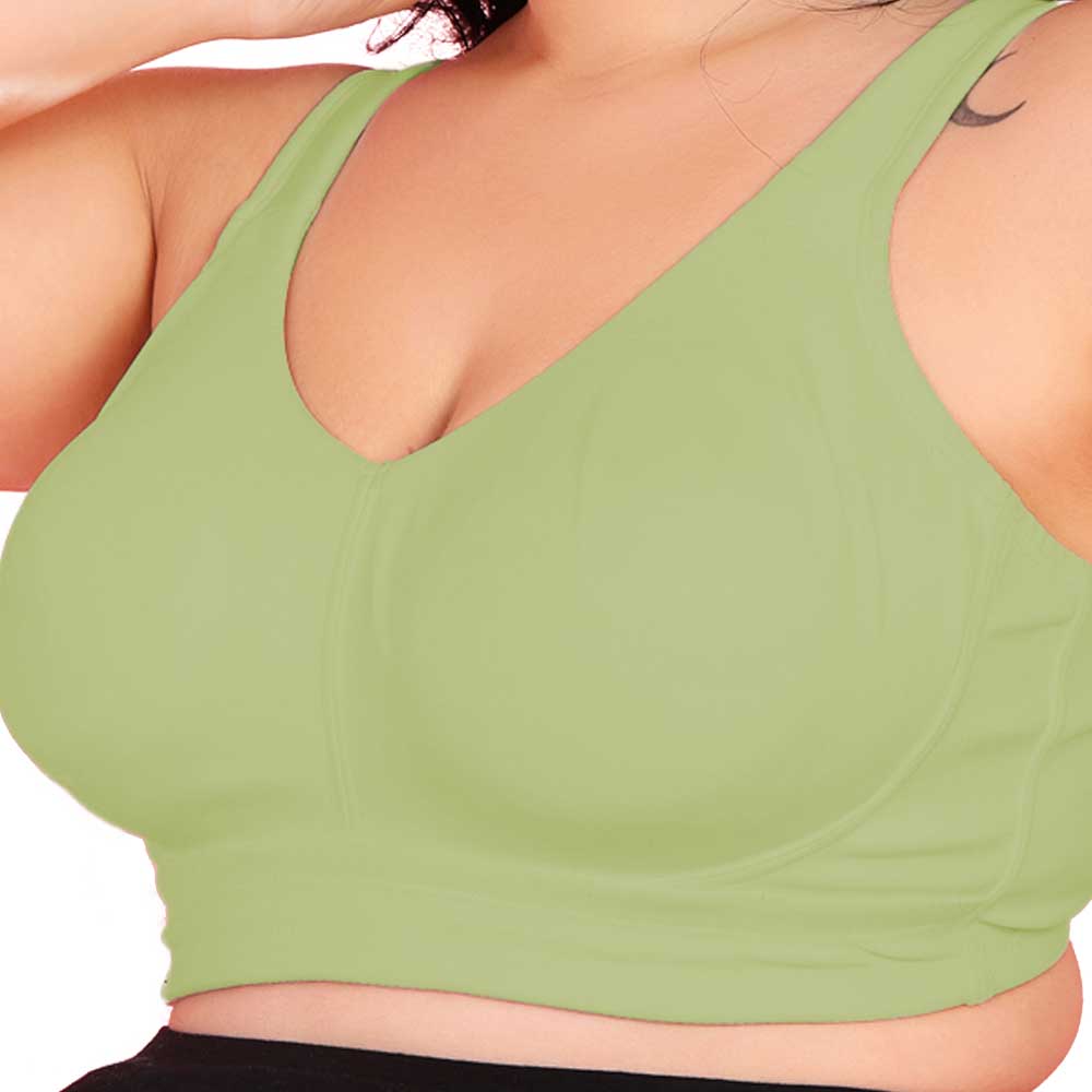 Curvy Love Pack of 2 Plus Size Full Coverage Non Padded Grey & Green Bra - Da Intimo