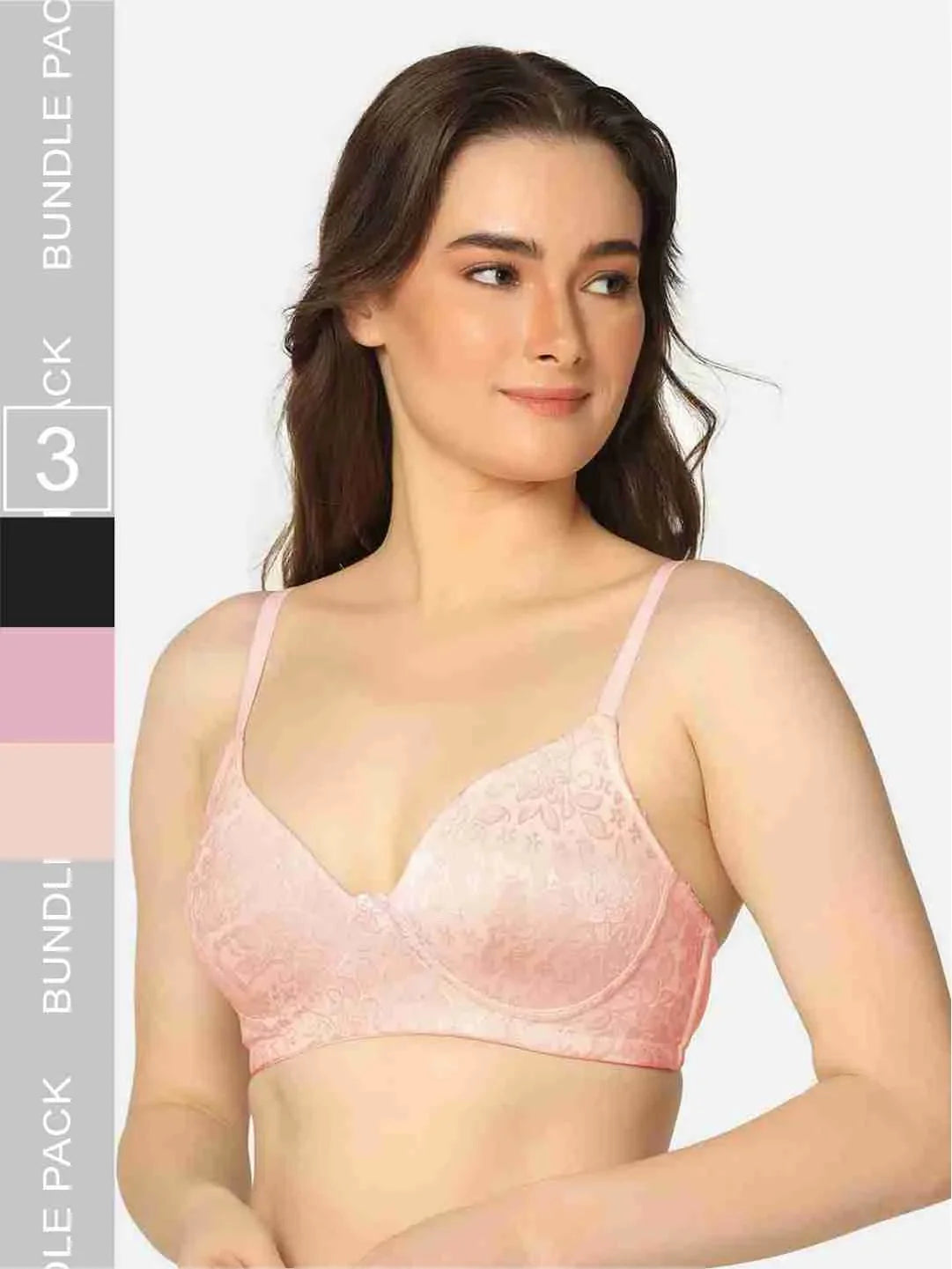 Pack Of 3 Lightly Padded Lacy Design Everyday T-Shirt Bra - Da Intimo