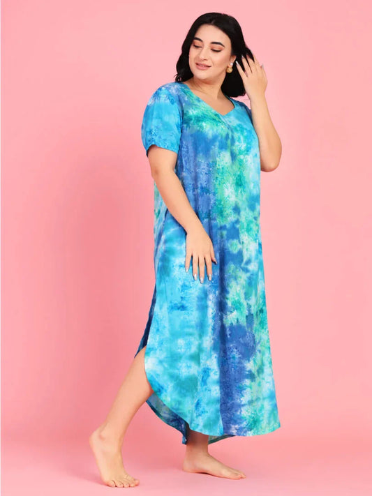 Curvy Love Plus Size Tie and Die Full Kaftan - Da Intimo
