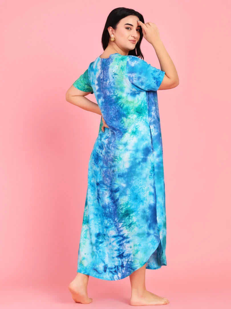 Curvy Love Plus Size Tie and Die Full Kaftan - Da Intimo