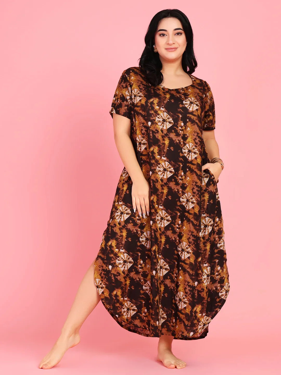 Curvy Love Plus Size Tie and Die Full Kaftan - Da Intimo