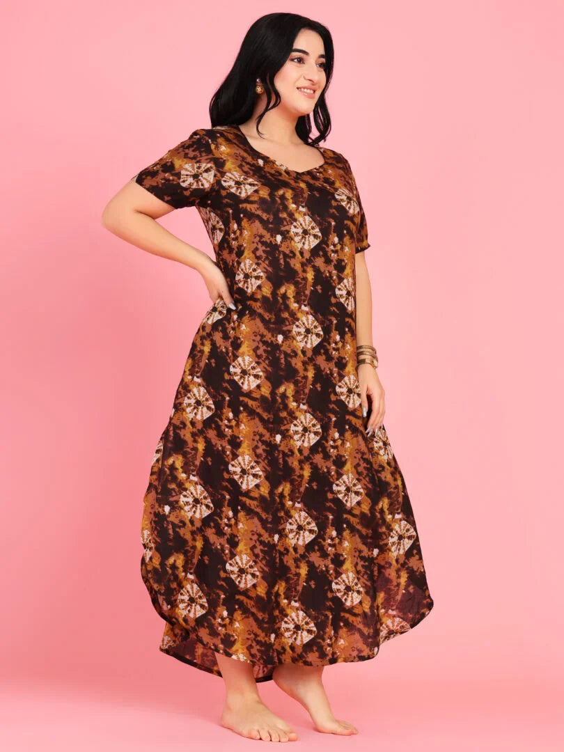 Curvy Love Plus Size Tie and Die Full Kaftan - Da Intimo