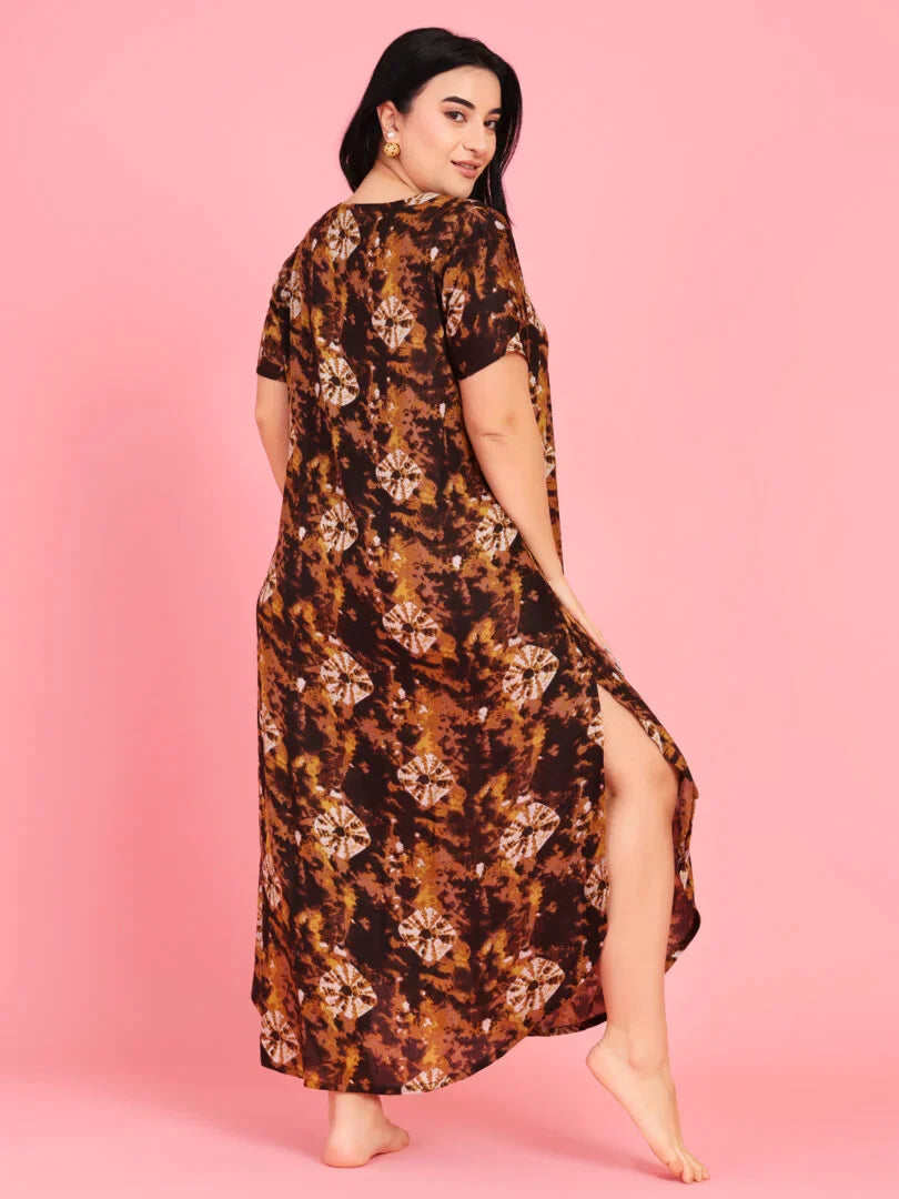 Curvy Love Plus Size Tie and Die Full Kaftan - Da Intimo