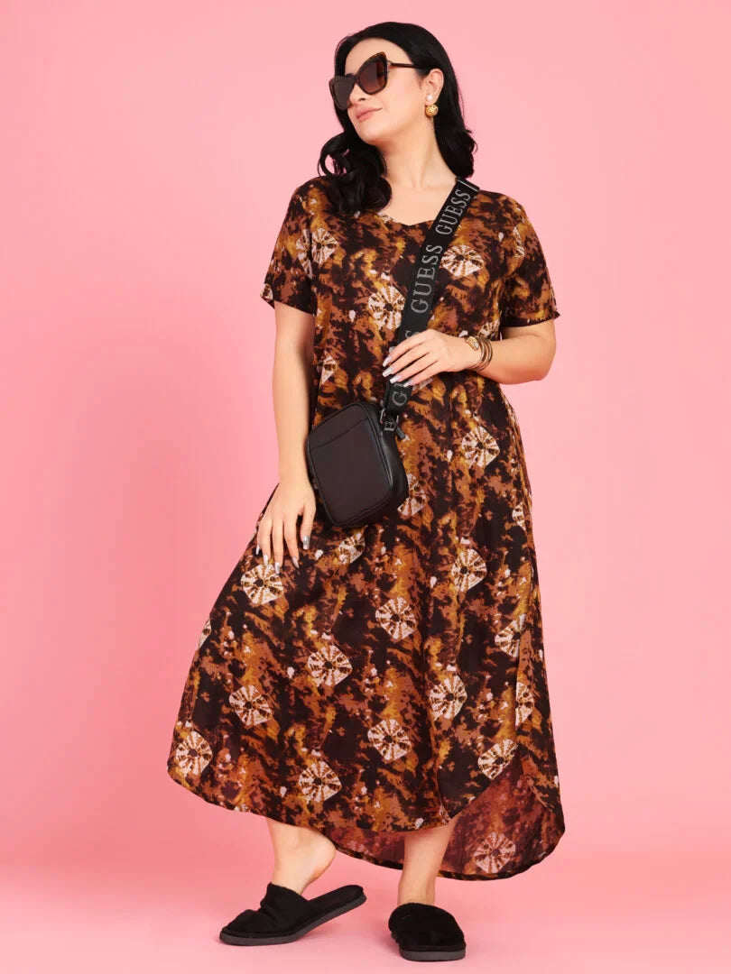 Curvy Love Plus Size Tie and Die Full Kaftan - Da Intimo