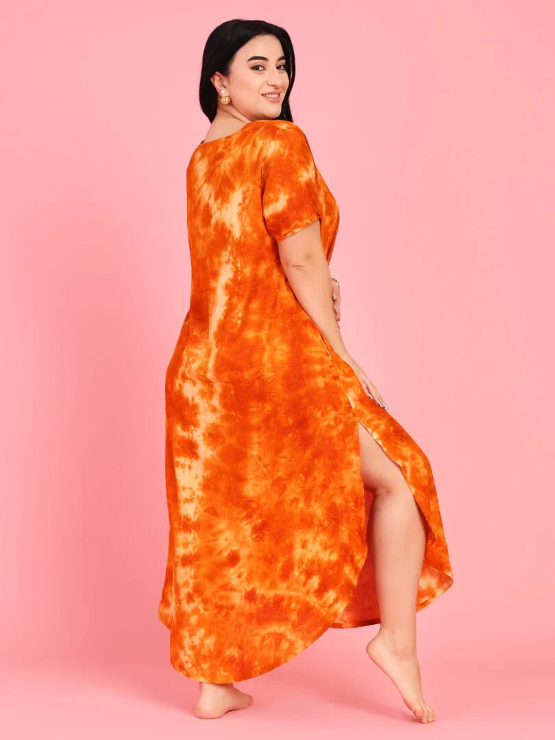 Curvy Love Plus Size Tie and Die Full Kaftan - Da Intimo
