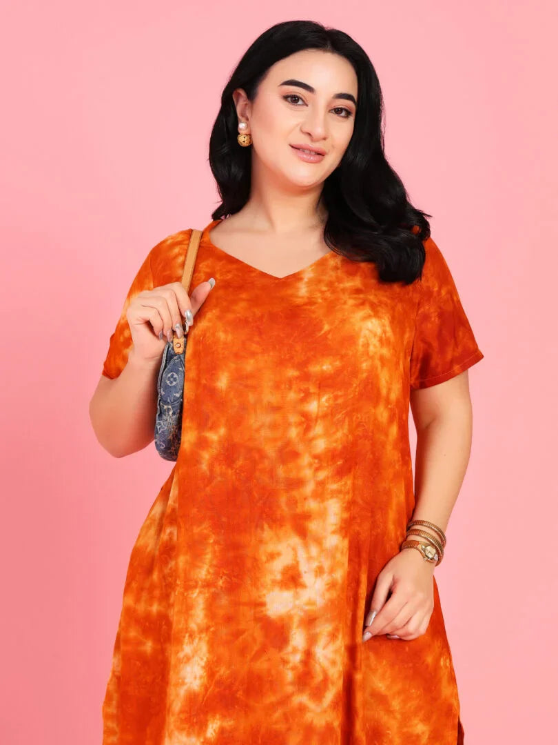 Curvy Love Plus Size Tie and Die Full Kaftan - Da Intimo