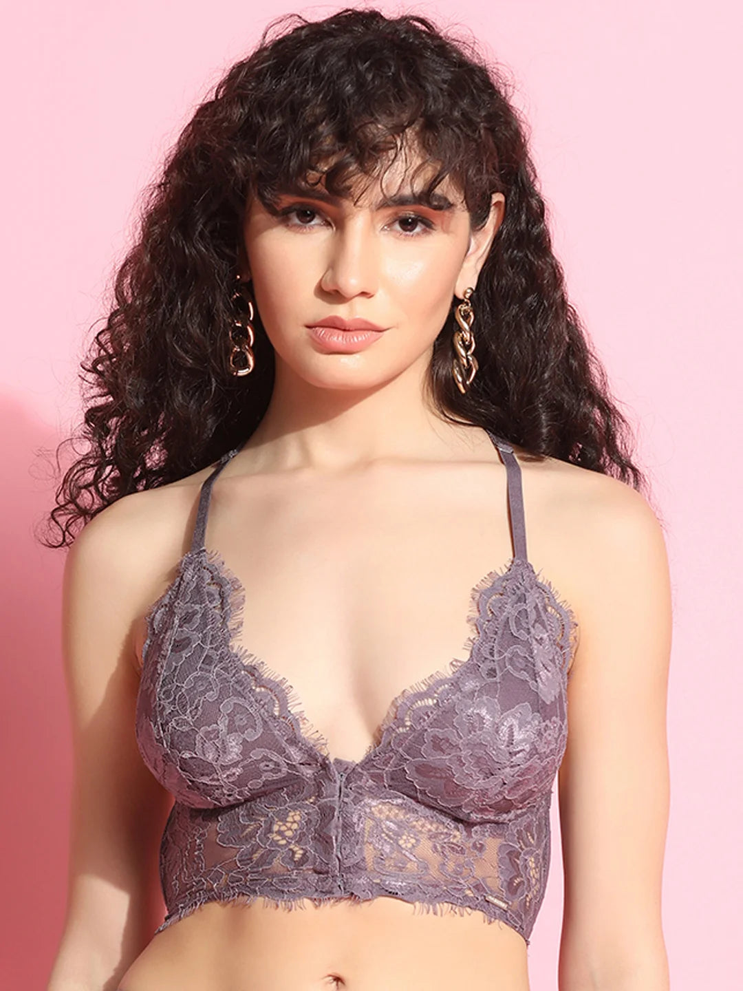 Front Open Delicate Lace Bralette - Da Intimo - Lingerie Online Store India
