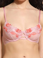 Machine Embroidered Flower Patch Design Underwired Bra - Daintimo