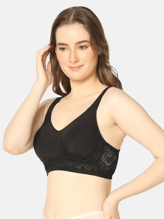 Curvy Love Plus Size Full Coverage Non Padded Everyday Black Bra - Da Intimo