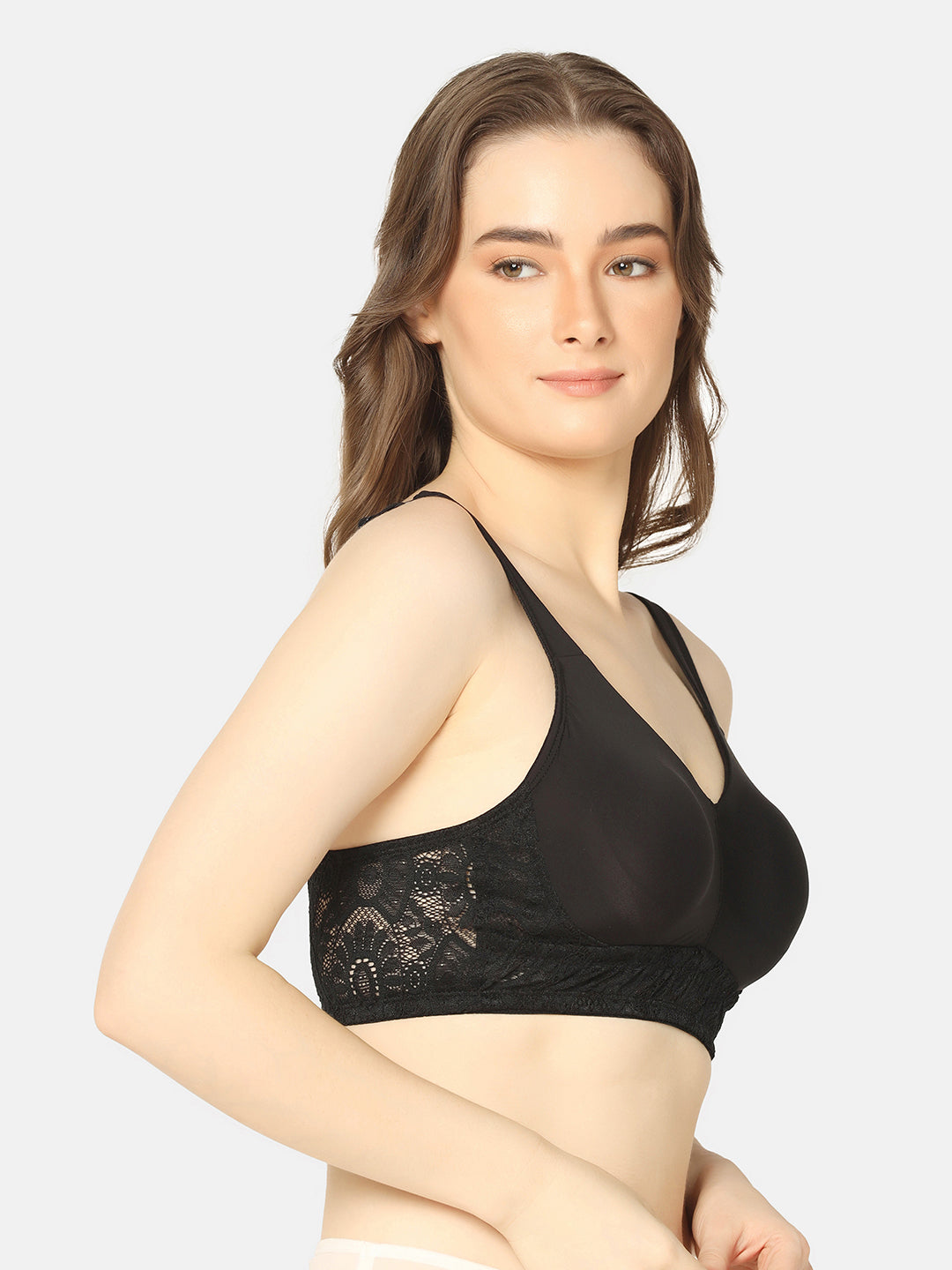 Curvy Love Plus Size Full Coverage Non Padded Everyday Black Bra - Da Intimo