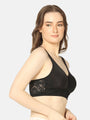 Curvy Love Plus Size Full Coverage Non Padded Everyday Black Bra - Da Intimo
