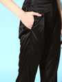 Black Three Piece Satin Bra Co-ord Loungewear Sets - Da Intimo - Lingerie Online Store India