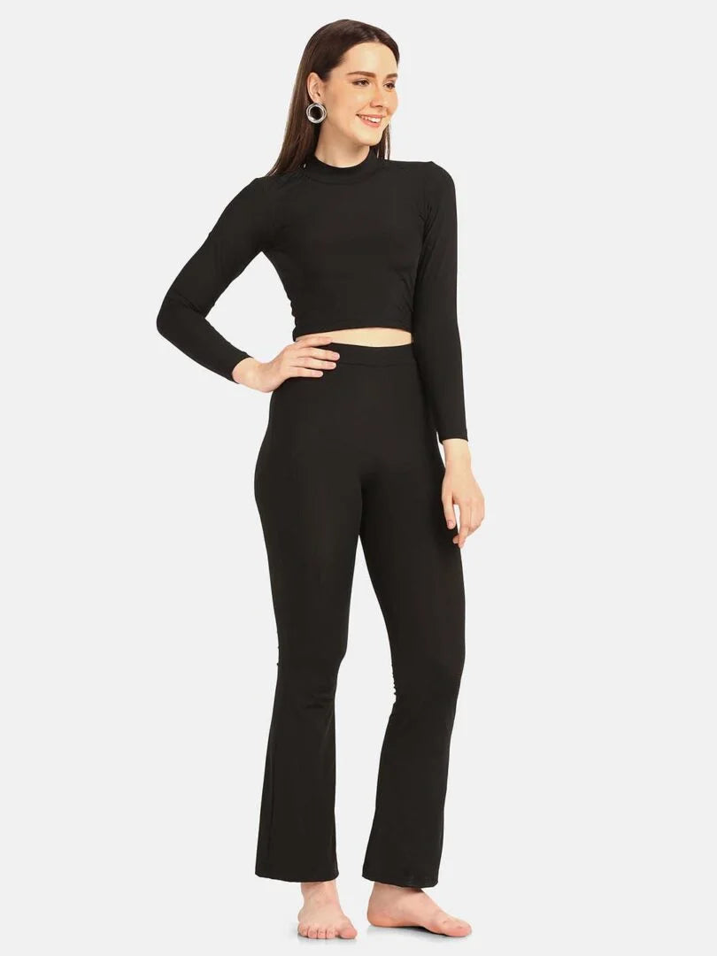 Turtle Neck Crop Top Loungewear Set - Da Intimo - Lingerie Online Store India