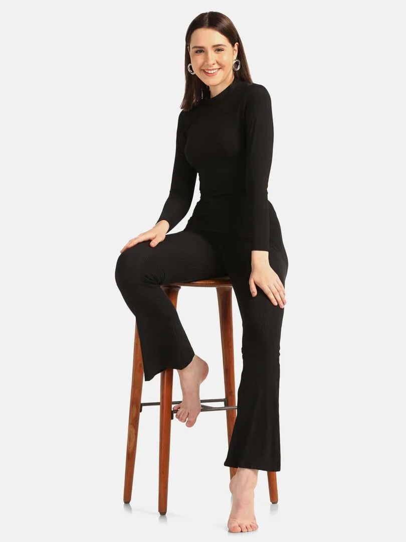 Turtle Neck Crop Top Loungewear Set - Da Intimo - Lingerie Online Store India