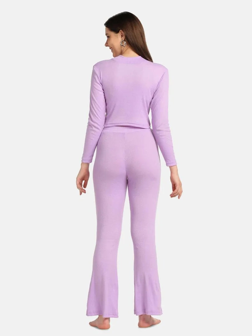 Turtle Neck Crop Top Loungewear Set - Da Intimo - Lingerie Online Store India