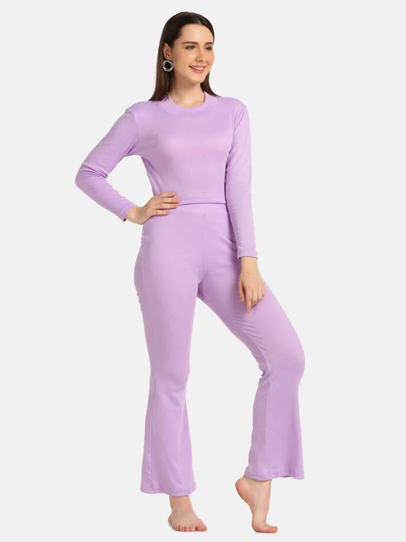 Turtle Neck Crop Top Loungewear Set - Da Intimo - Lingerie Online Store India