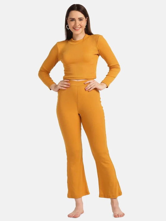 Turtle Neck Crop Top Loungewear Set - Da Intimo - Lingerie Online Store India