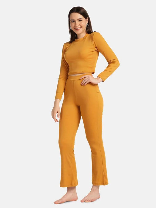 Turtle Neck Crop Top Loungewear Set - Da Intimo - Lingerie Online Store India