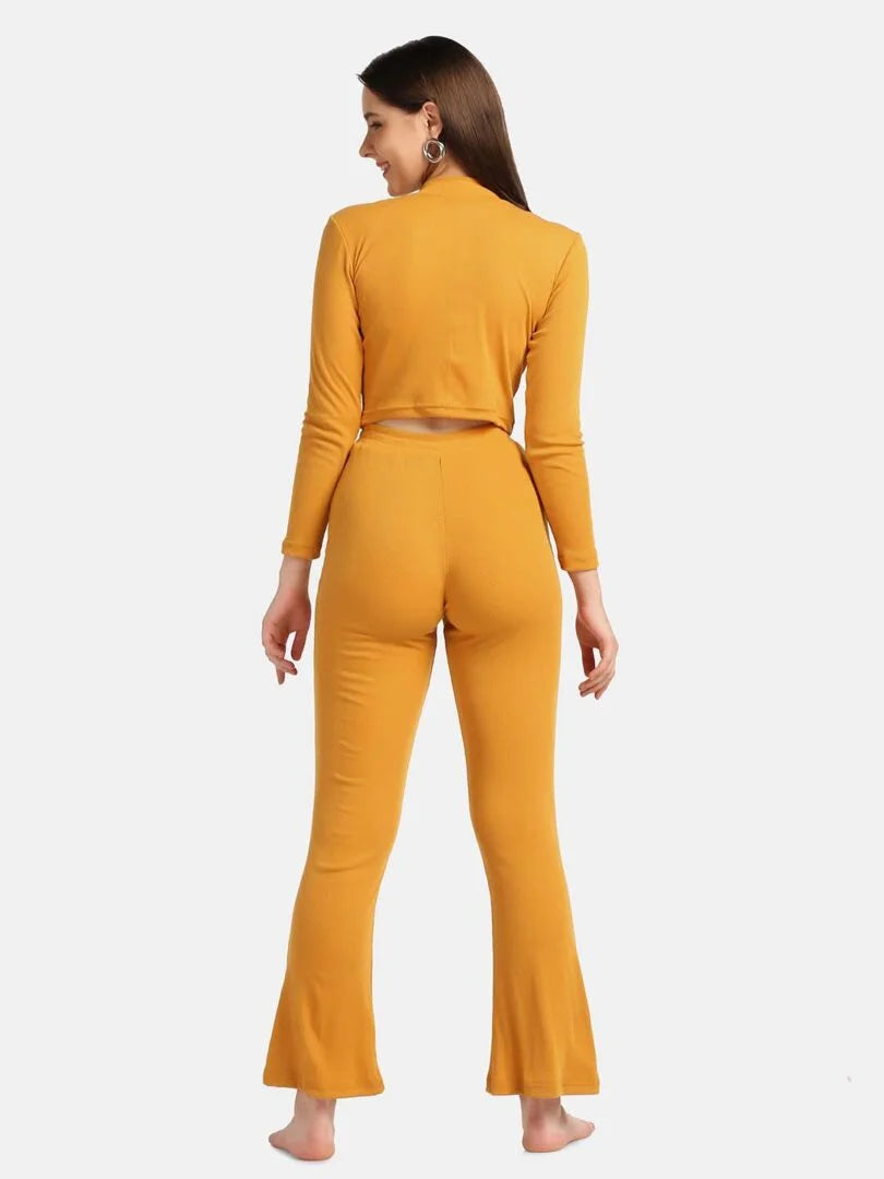 Turtle Neck Crop Top Loungewear Set - Da Intimo - Lingerie Online Store India