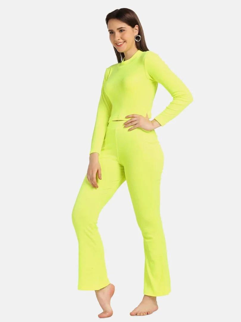 Turtle Neck Crop Top Loungewear Set - Da Intimo - Lingerie Online Store India