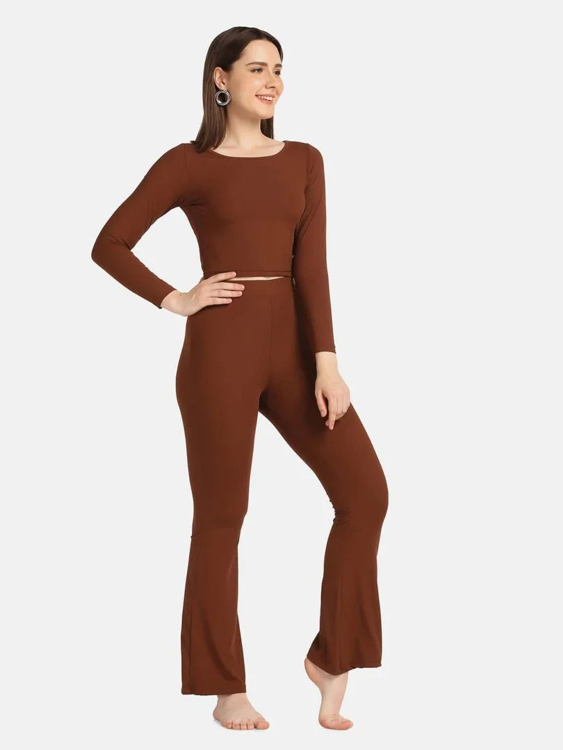 Boat Neck Crop Top Loungewear Set - Da Intimo - Lingerie Online Store India