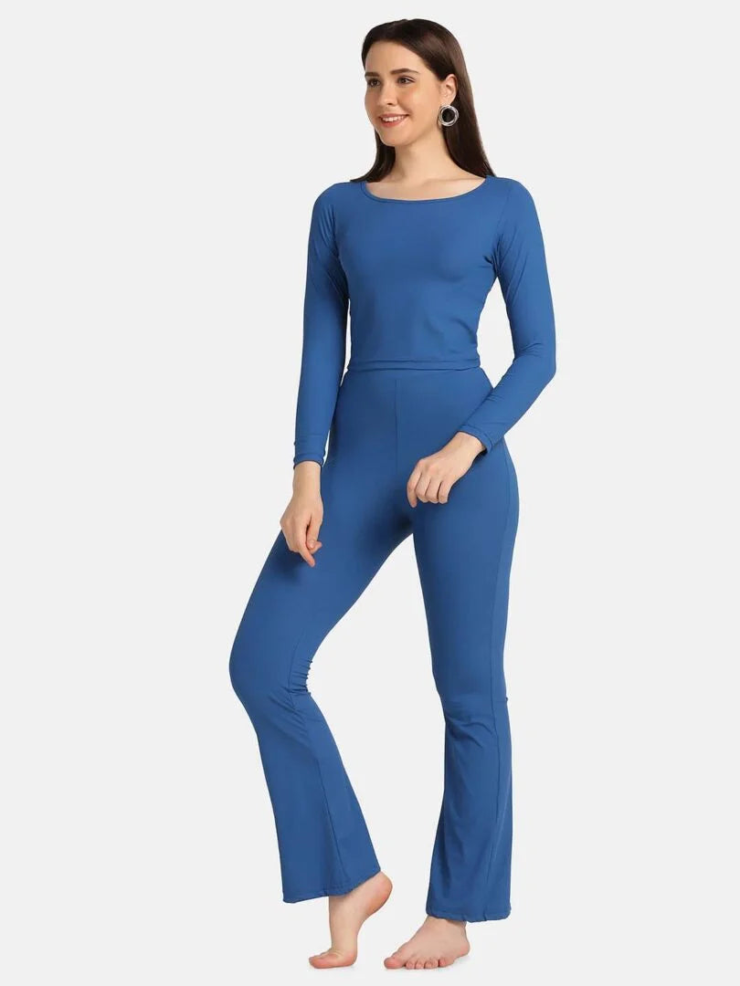 Boat Neck Crop Top Loungewear Set - Da Intimo - Lingerie Online Store India