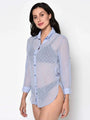 Grey Self Design Dobby Swim Wear Shirt - Da Intimo - Lingerie Online Store India