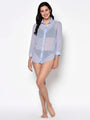 Grey Self Design Dobby Swim Wear Shirt - Da Intimo - Lingerie Online Store India