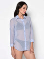 Grey Self Design Dobby Swim Wear Shirt - Da Intimo - Lingerie Online Store India