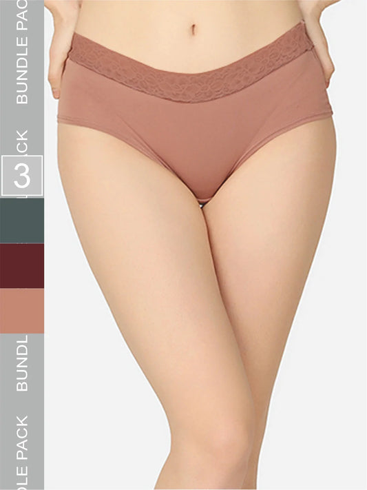 Pack Of 3 Soft Organic Cotton Everyday V- Shape Regular Panty - Da Intimo