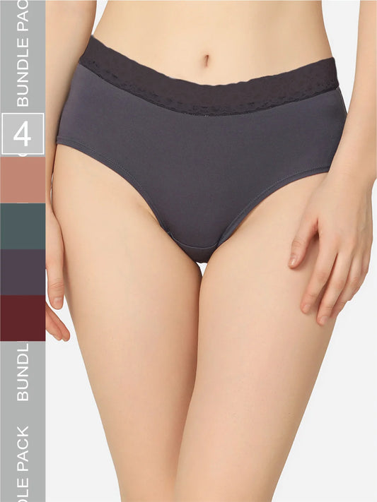 Pack Of 4 Soft Organic Cotton Everyday V- Shape Regular Panty - Da Intimo