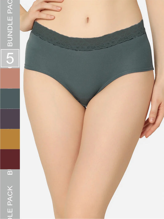 Pack Of 5 Soft Organic Cotton Everyday V- Shape Regular Panty - Da Intimo