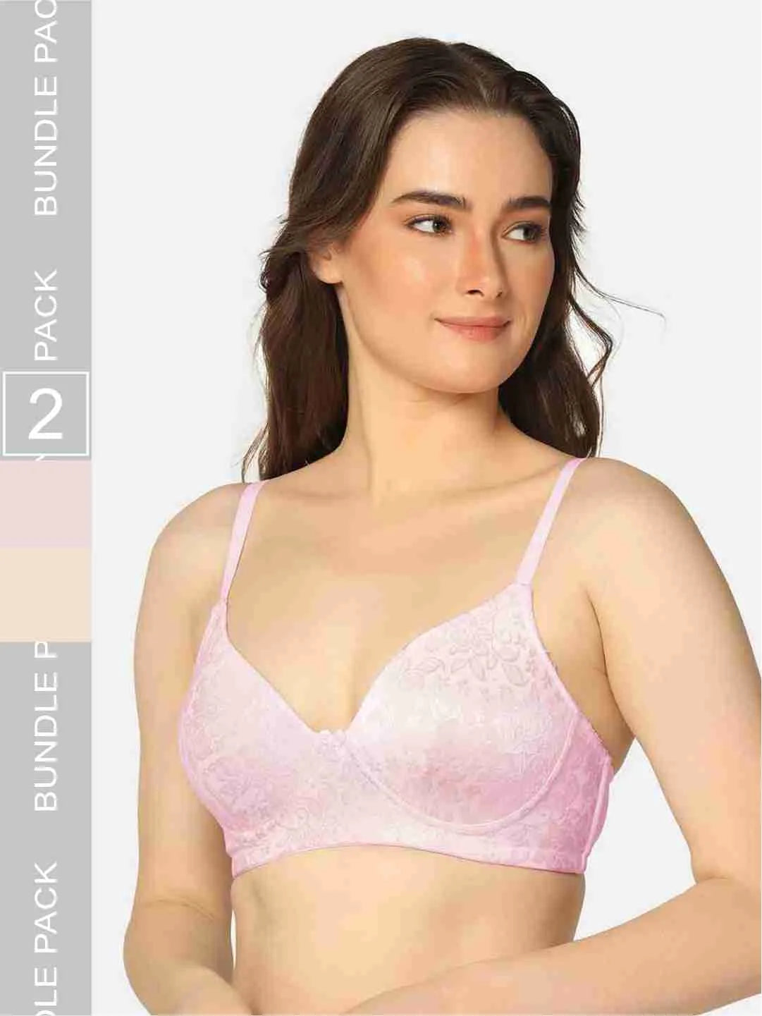 Pack Of 2 Lightly Padded Lacy Design Everyday T-Shirt Bra - Da Intimo