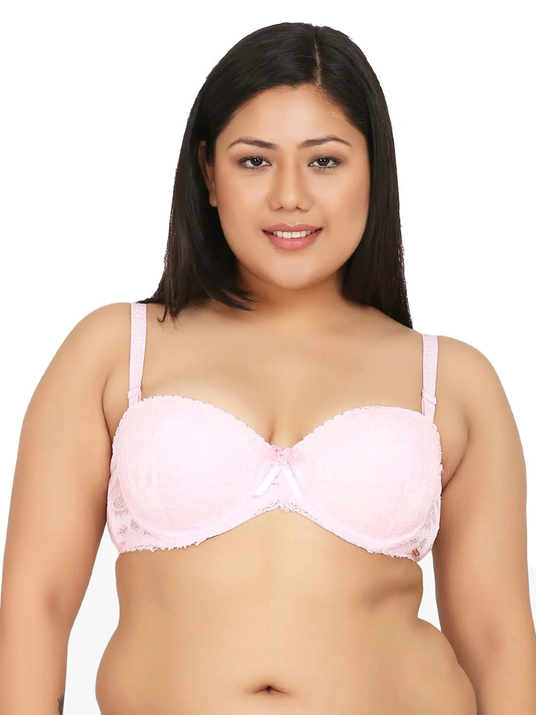 Pink Plus Size Padded Medium Coverage Balconette Bra - Da Intimo