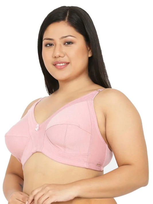 Pink Plus Size Non Padded Full Coverage Everyday Bra - Da Intimo - Lingerie Online Store India