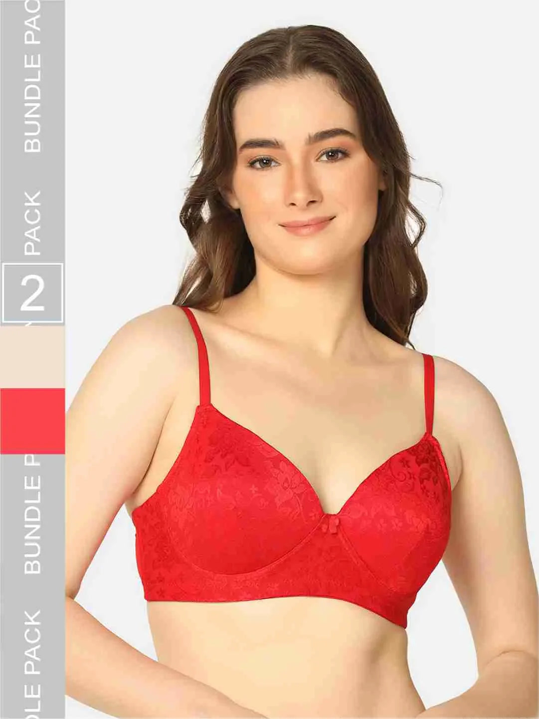 Pack Of 2 Lightly Padded Lacy Design Everyday T-Shirt Bra - Da Intimo