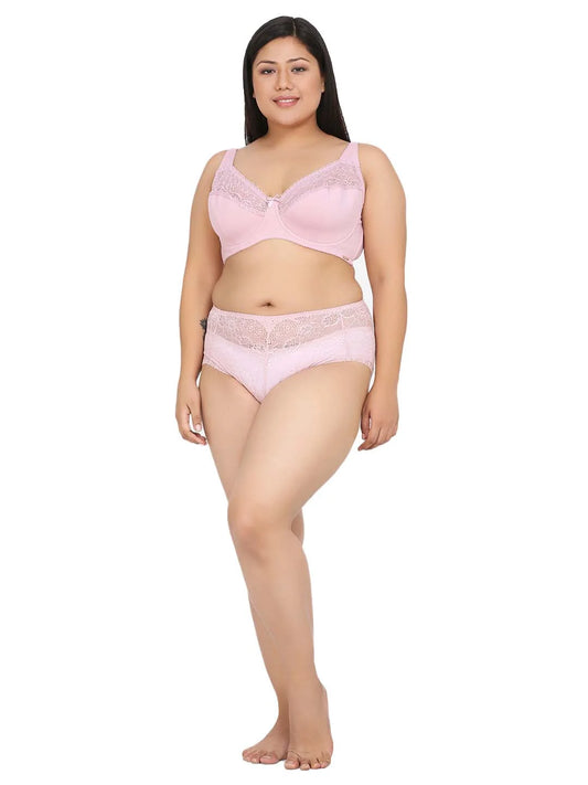 Pink Plus Size Lightly Padded Full Coverage Plunge Bra - Da Intimo