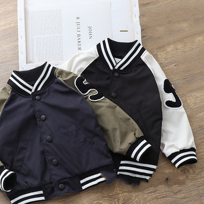 New Boys' Handsome Baseball Uniform Coat with Stand Collar Jacket