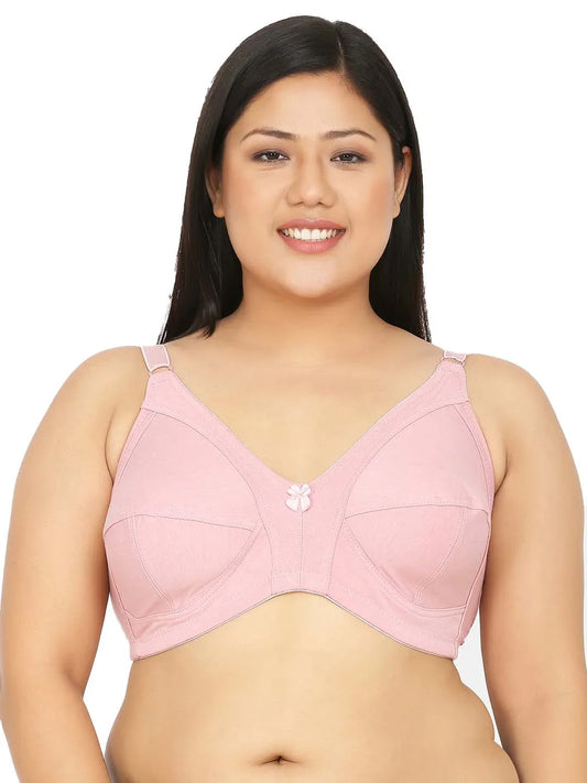 Pink Plus Size Non Padded Full Coverage Everyday Bra - Da Intimo - Lingerie Online Store India