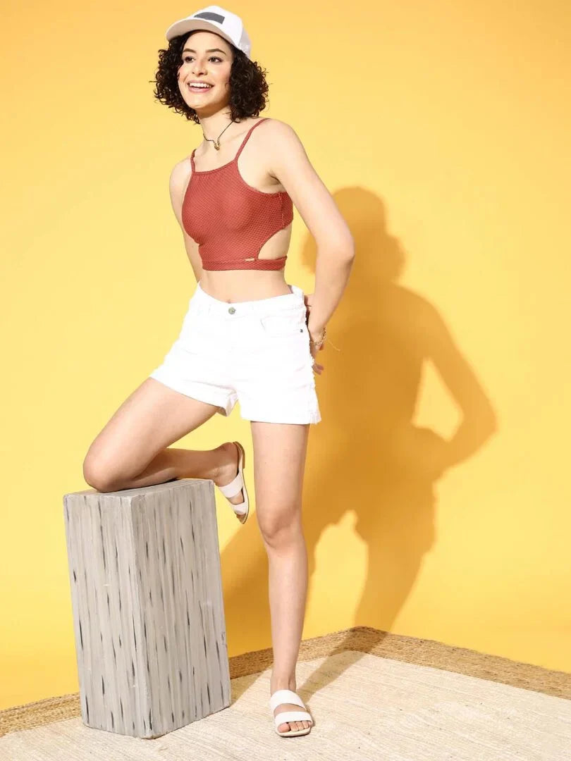 Rust Cut-out Crop Toplette - Da Intimo