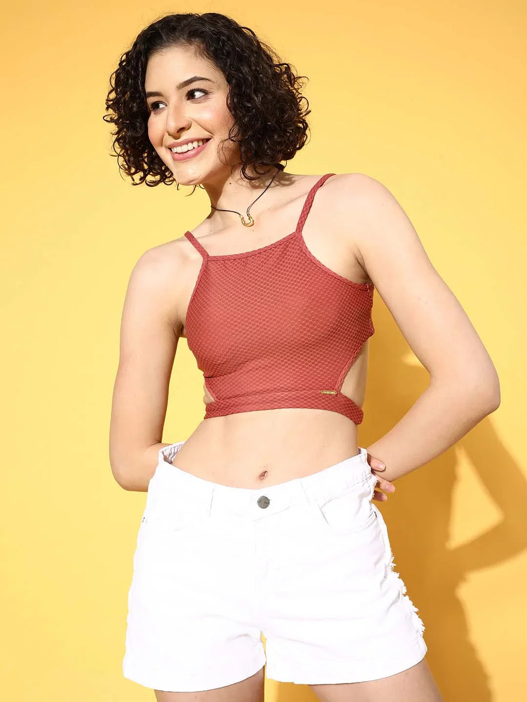 Rust Cut-out Crop Toplette - Da Intimo
