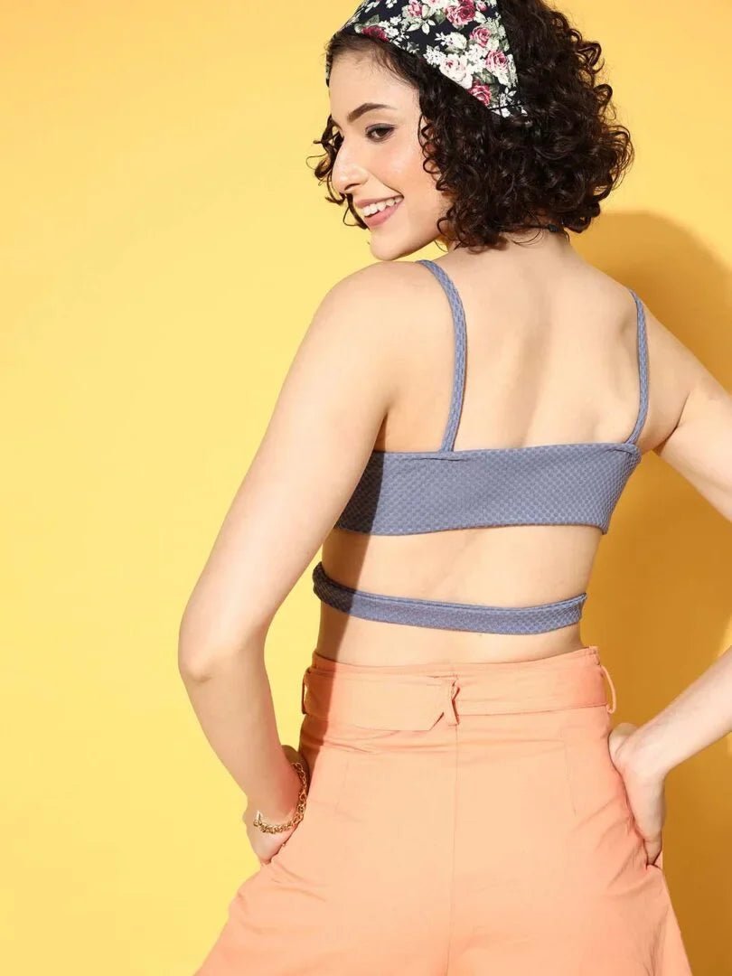 Blue Cut-out Crop Toplette - Da Intimo