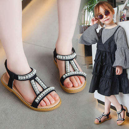 Summer Girls Pearl Toe Princess Sandals