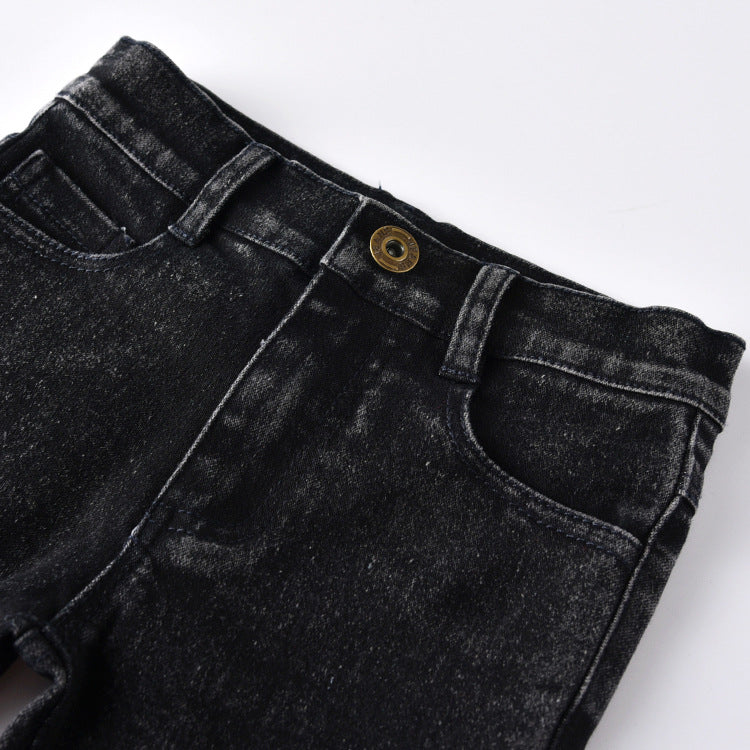 Children's High Elastic Fitting Denim Trousers