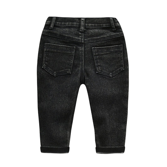 Children's High Elastic Fitting Denim Trousers