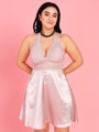 Da Intimo Women's Champagne Gold Satin Bridal Lacy Babydoll - Da Intimo
