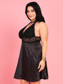 Da Intimo Women's Black 2 Pc Satin Bridal Babydoll Set - Da Intimo