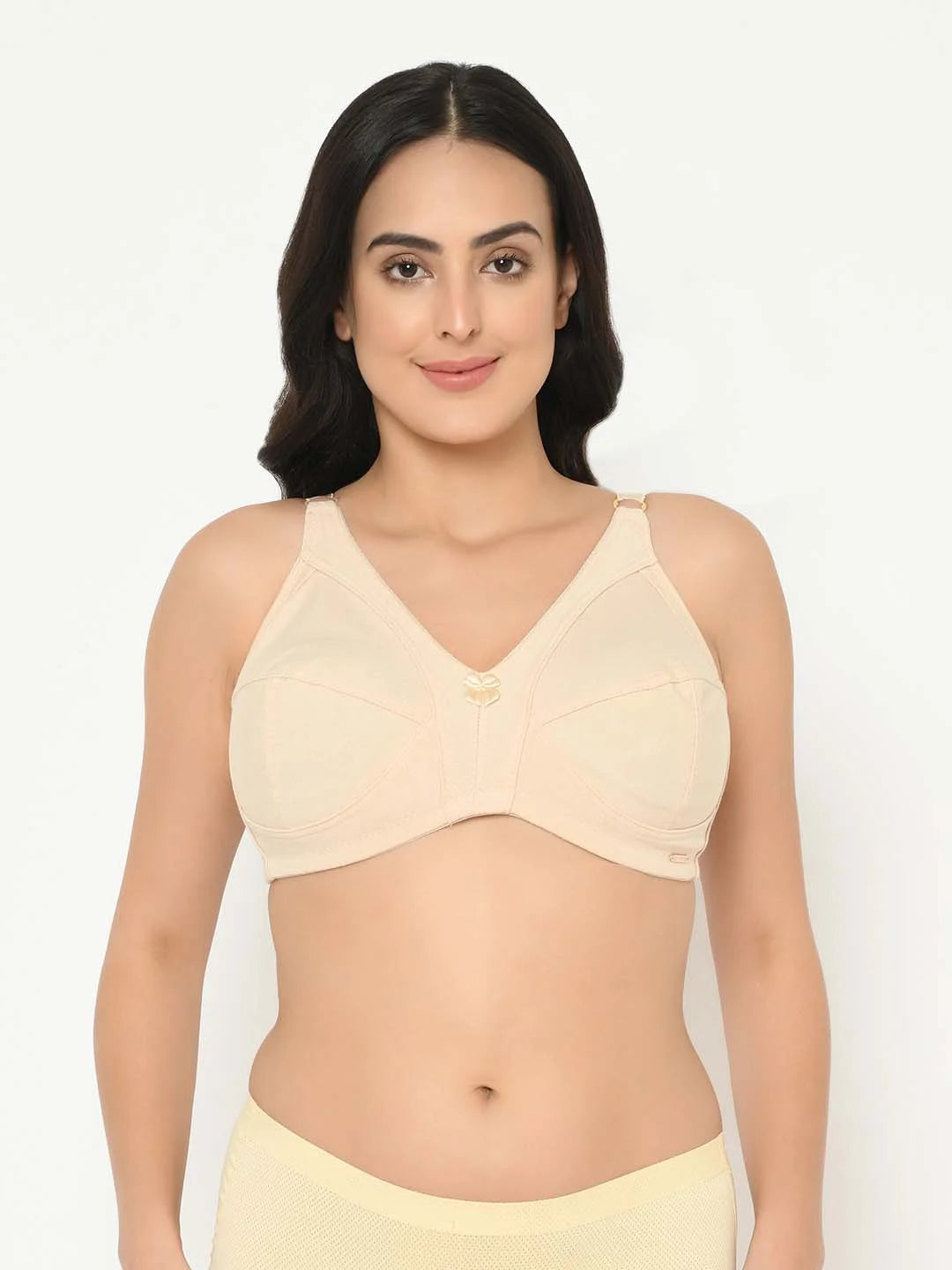 Beige Cotton Full Coverage Plus Size Bra - Da Intimo - Lingerie Online Store India