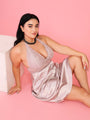 Da Intimo Women's Champange Gold 2 Pc Satin Bridal Babydoll Set - Da Intimo